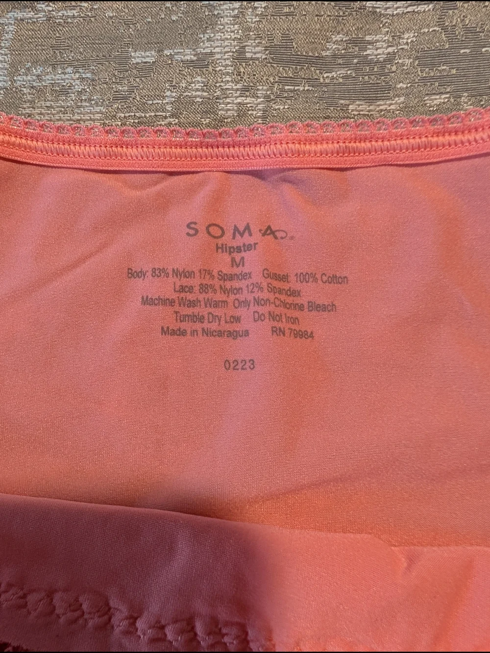 Soma Coral Cool Nights Lace-Trimmed Chemise with Matching Vanishing Edge Panty